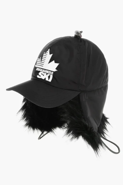 SKI Cappello Baseball in Tinta Unita con Logo a Contrasto e Dettagli in Ecopelliccia>Dsquared2 Fashion