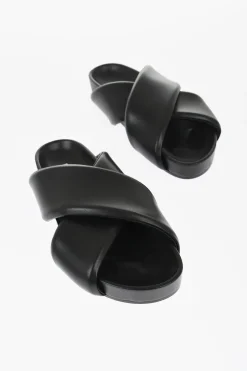 Sale Sliders FUSBET in Pelle Imbottita con Design Criss Cross Uomo Scarpe Basse