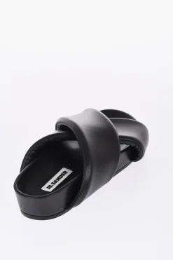Sale Sliders FUSBET in Pelle Imbottita con Design Criss Cross Uomo Scarpe Basse