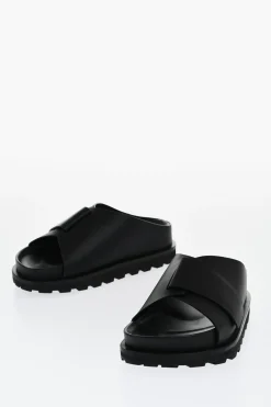 Slides In Pelle Con Chiusura Strap>Jil Sander Discount