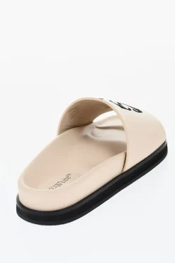 Slides In Pelle Con Logo Ricamato>Off-White Online