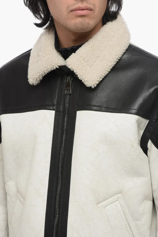 SLIM CURLY CRACKED SHEEPSKIN JACKET>Neil Barrett Fashion
