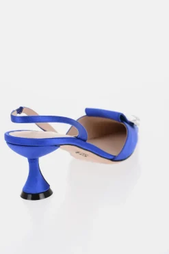 Slingback in Raso a Tinta Unita con Gioielli Tacco 6.5cm>Rodo Sale