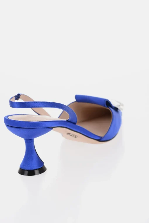 Slingback in Raso a Tinta Unita con Gioielli Tacco 6.5cm>Rodo Sale
