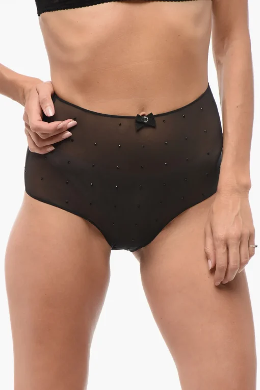 Slip a Vita Alta Trasparente con Strass>Dsquared2 Outlet
