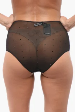 Slip a Vita Alta Trasparente con Strass>Dsquared2 Outlet
