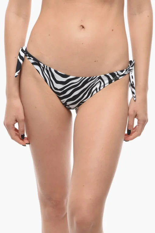 Outlet Slip Bikini a Fantasia Animalier con Laccetti Laterali Donna Costumi Da Bagno
