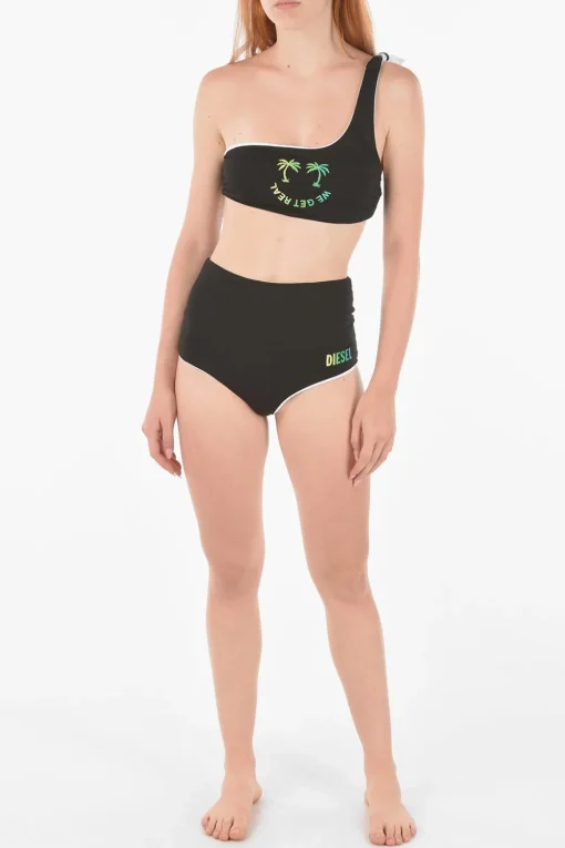 Slip Bikini a Vita Alta con Logo Stampato>Diesel Best
