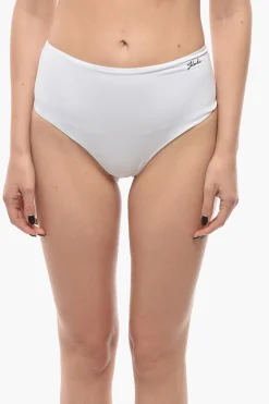 Clearance Slip Bikini a Vita Alta con Logo Argentato Donna Costumi Da Bagno