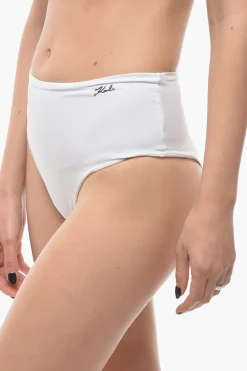 Clearance Slip Bikini a Vita Alta con Logo Argentato Donna Costumi Da Bagno