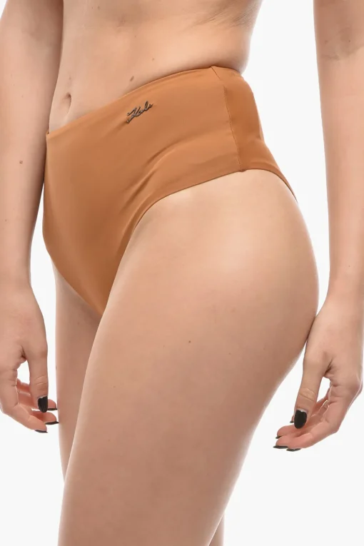 New Slip Bikini a Vita Alta con Logo Argentato Donna Costumi Da Bagno