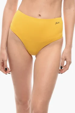 Hot Slip Bikini a Vita Alta in Tinta Unita Donna Costumi Da Bagno