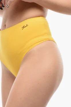 Hot Slip Bikini a Vita Alta in Tinta Unita Donna Costumi Da Bagno
