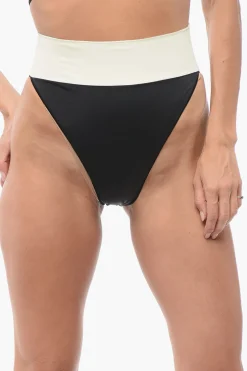 Online Slip Bikini Bicolore a Vita Alta Donna Costumi Da Bagno