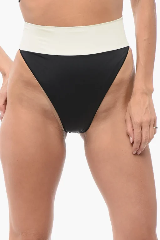 Online Slip Bikini Bicolore a Vita Alta Donna Costumi Da Bagno
