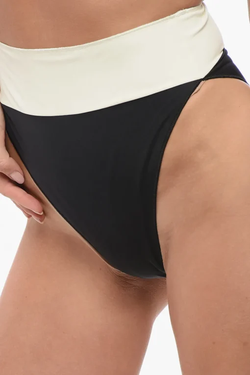 Online Slip Bikini Bicolore a Vita Alta Donna Costumi Da Bagno