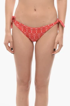 Fashion Slip Bikini con Stampa Iconica All Over e Lacci da Annodare Donna Costumi Da Bagno