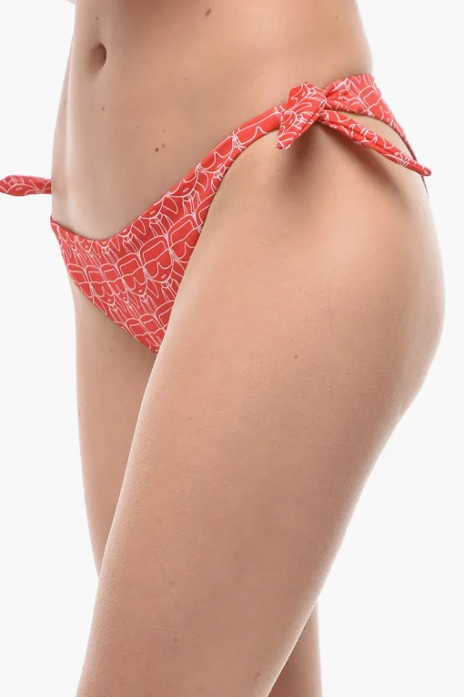 Fashion Slip Bikini con Stampa Iconica All Over e Lacci da Annodare Donna Costumi Da Bagno