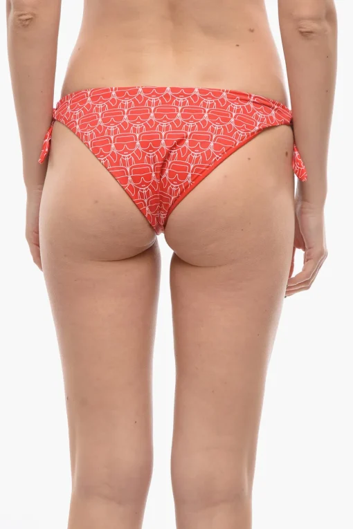Fashion Slip Bikini con Stampa Iconica All Over e Lacci da Annodare Donna Costumi Da Bagno