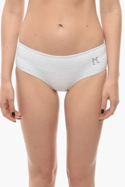 Slip Bikini in Tinta Unita con Dettaglio a Righe>Karl Lagerfeld Sale
