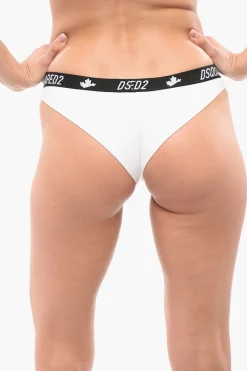 New Slip Brasiliano in Cotone Stretch con Elastico Logato Donna Intimo