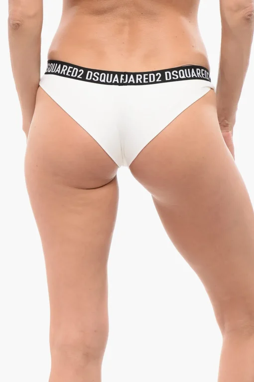 Slip Brasiliano in Cotone Stretch con Elastico Logato>Dsquared2 Sale