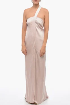 Online Slip Dress FLUID in Satin di Seta con Spalline Tape Donna Vestiti