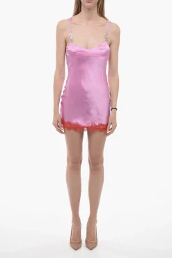 Slip Dress in Seta con Dettaglio in Pizzo>Adriana Hot Couture Best