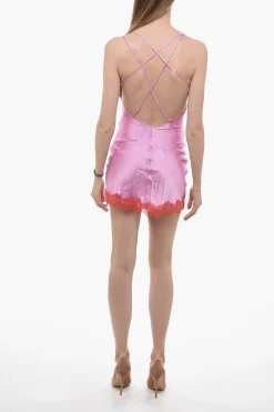 Slip Dress in Seta con Dettaglio in Pizzo>Adriana Hot Couture Best