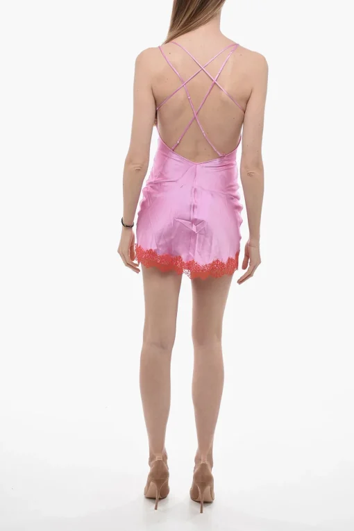 Slip Dress in Seta con Dettaglio in Pizzo>Adriana Hot Couture Best