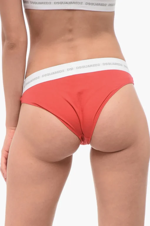 Online Slip in Misto Cotone con Elastico Logato Donna Intimo