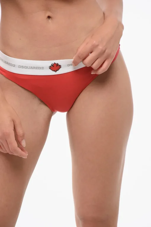 Online Slip in Misto Cotone con Elastico Logato Donna Intimo