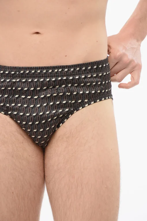 Slip In Seta Con Stampa Logo Allover>Dsquared2 Discount