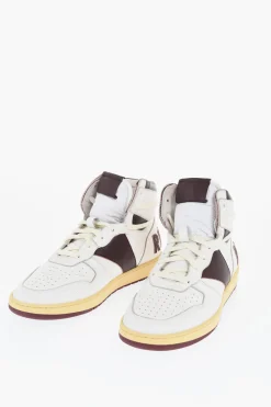 New Sneakers Alte In Pelle con Logo a Toppa Uomo Sneaker