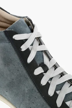 Clearance Sneakers Alte in Pelle e Suede con Lacci a Contrasto Uomo Sneaker