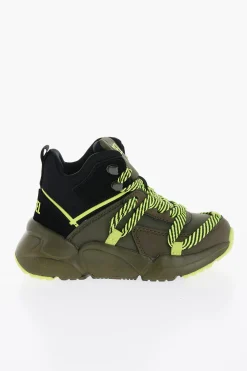 Hot Sneakers Alte S-MILLENIUM in Tessuto con Lacci Fluo Bambino Scarpe|Scarpe