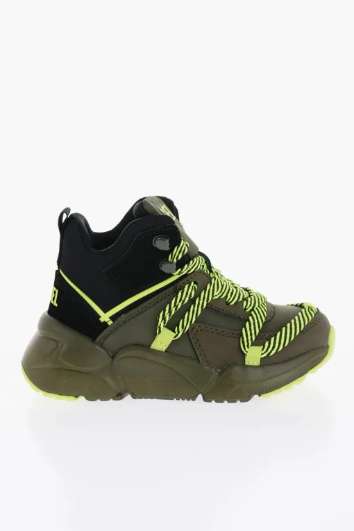 Hot Sneakers Alte S-MILLENIUM in Tessuto con Lacci Fluo Bambino Scarpe|Scarpe