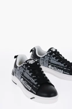 Sneakers Basse in Ecopelle Bicolore con Stampa in Lettering All-Over>John Galliano Fashion