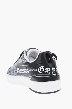 Sneakers Basse in Ecopelle Bicolore con Stampa in Lettering All-Over>John Galliano Fashion