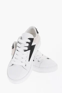 Sneakers basse In Pelle con Dettaglio in Suede e Piercing>Neil Barrett Discount