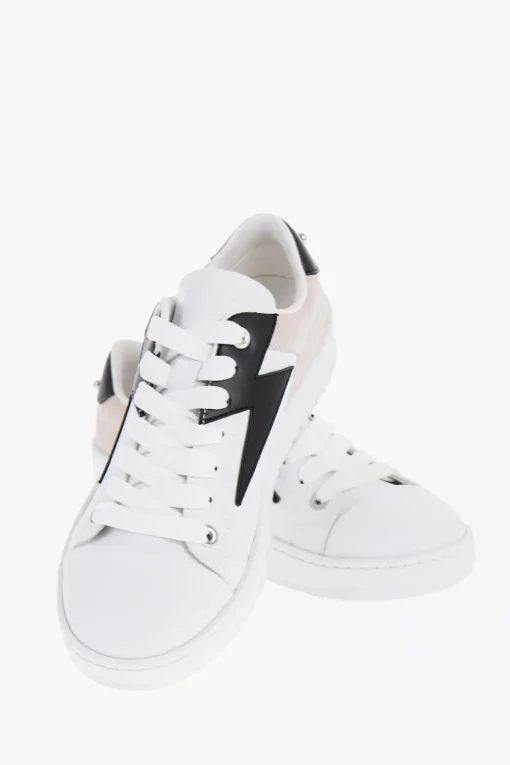 Sneakers basse In Pelle con Dettaglio in Suede e Piercing>Neil Barrett Discount