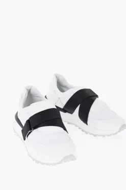 Sneakers Basse in Pelle e Tessuto con Chiusura in Velcro>Ixos Outlet