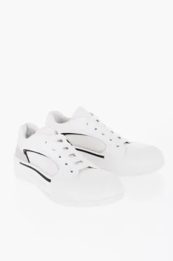Online Sneakers Basse In Pelle e Canvas a Tinta Unita Uomo Sneaker