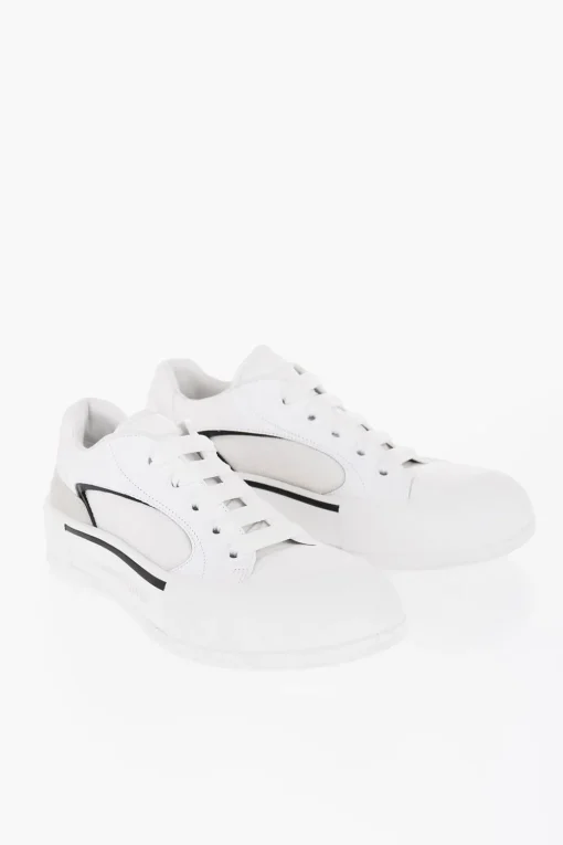 Online Sneakers Basse In Pelle e Canvas a Tinta Unita Uomo Sneaker
