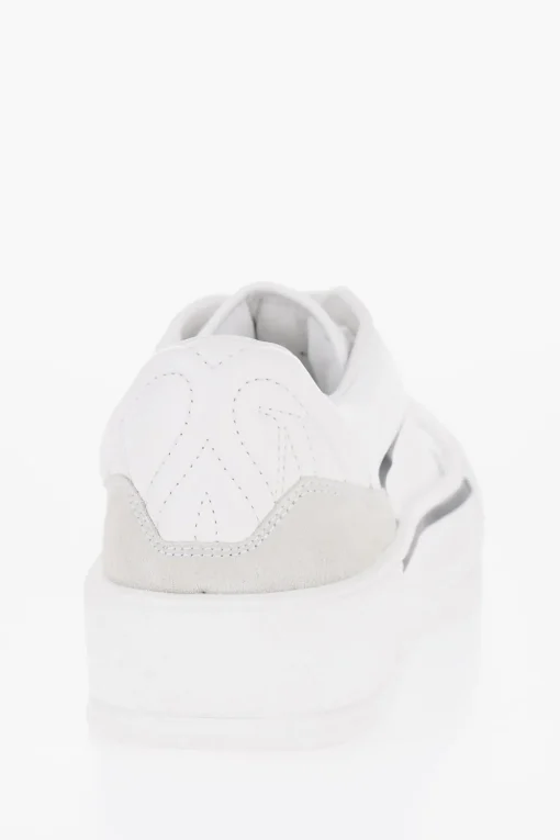 Online Sneakers Basse In Pelle e Canvas a Tinta Unita Uomo Sneaker