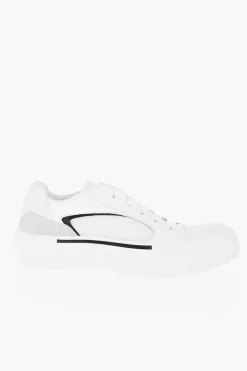 Online Sneakers Basse In Pelle e Canvas a Tinta Unita Uomo Sneaker