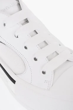 Online Sneakers Basse In Pelle e Canvas a Tinta Unita Uomo Sneaker