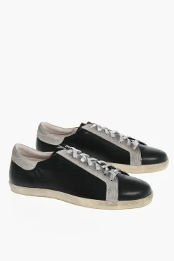 New Sneakers Basse in Pelle Effetto Vintage Uomo Sneaker