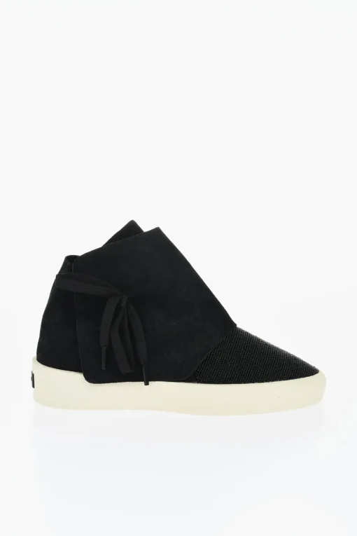 Fashion Sneakers High-Top In Pelle Con Dettagli In Perline Uomo Sneaker