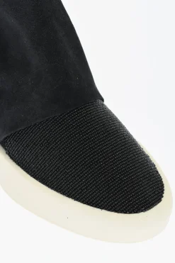 Fashion Sneakers High-Top In Pelle Con Dettagli In Perline Uomo Sneaker
